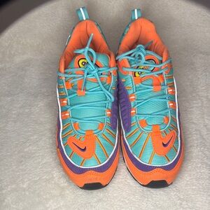 Nike Air Max 98 QS Athletic Shoes - Orange, Teal, Purple
